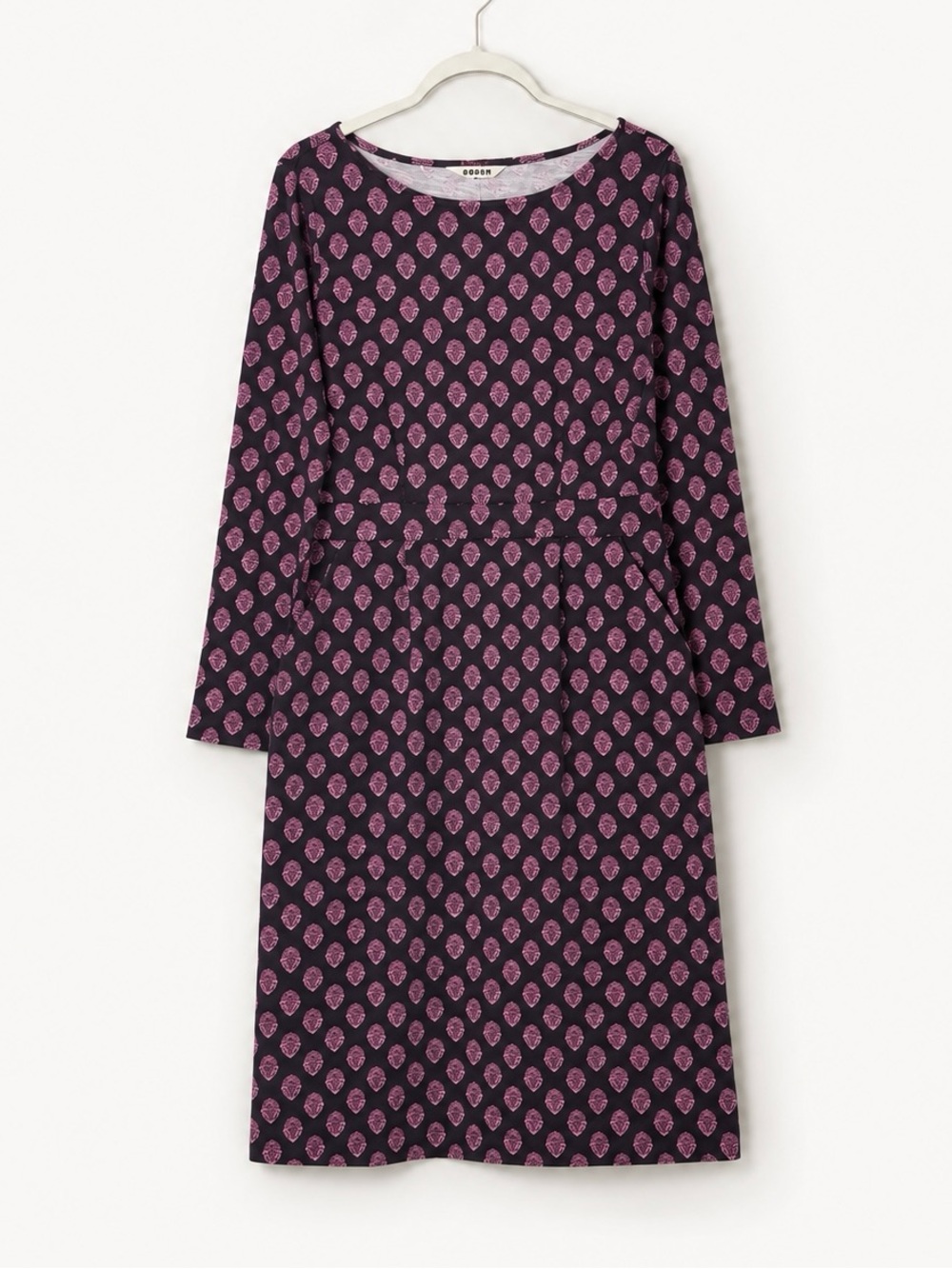 Boden Florrie Fern Dress Black Pink Print Cotton Jersey Pockets 14L - Picture 3 of 9